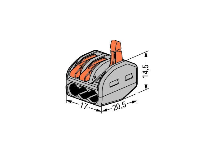Wago 222-413 4mm² 3-Way Compact Splicing Connector - Gray (50 Full Box) - westbasedirect.com