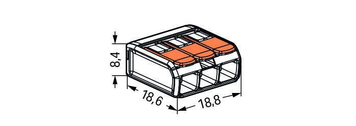 Wago 221-413 4mm² 3-Way Compact Splicing Connector - Transparent (50 Full Box) - westbasedirect.com