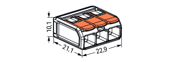 Wago 221-613 6mm² 3-Way Compact Splicing Connector - Transparent (30 Full Box) - westbasedirect.com