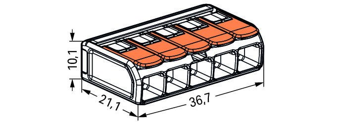 Wago 221-615 6mm² 5-Way Compact Splicing Connector - Transparent (15 Full Box) - westbasedirect.com