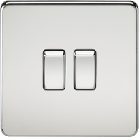 Knightsbridge SF3000PCx10 Screwless 10AX 2G 2-Way Switch - Polished Chrome (10 Pack)