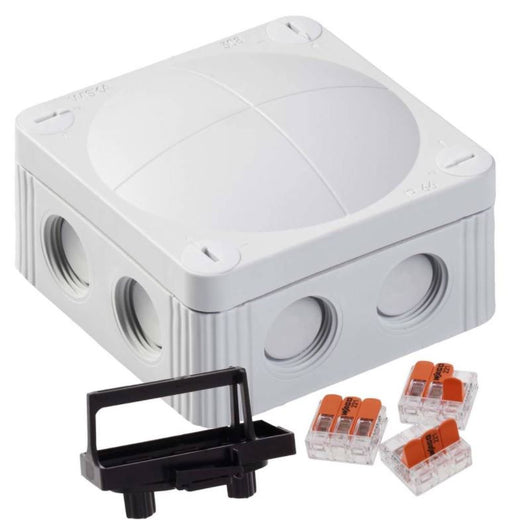 Wiska 10110403 COMBI 308 Junction Box + 3x 3-pole WAGO 221-413 Connectors - Light Grey - westbasedirect.com