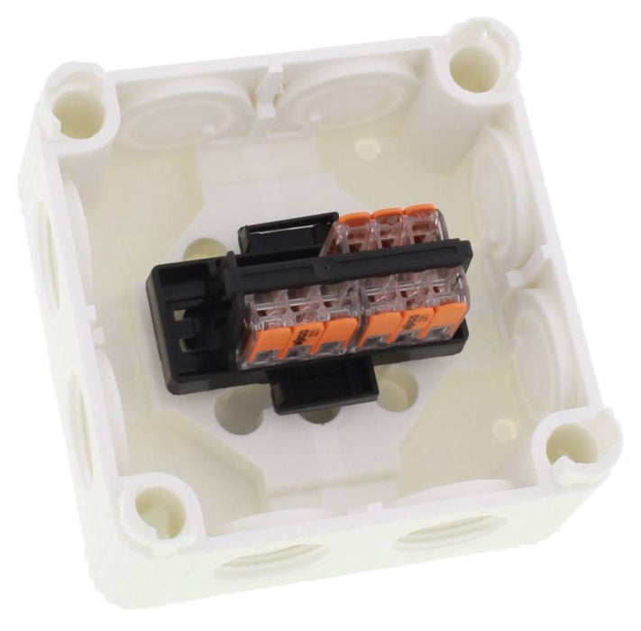 Wiska 10110405 COMBI 308 Junction Box + 3x 3-pole WAGO 221-413 Connectors - White - westbasedirect.com