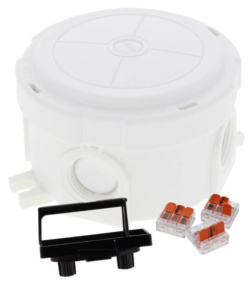 Wiska 10110637 COMBI 304 Circular Junction Box + 3x 3-pole WAGO 221-413 Connectors - White - westbasedirect.com
