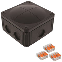 Wiska 10110872 COMBI 607 Junction Box + 3x 3-pole WAGO 221-613 Connectors - Black