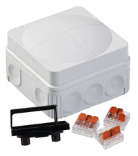 Wiska 10111272 COMBI 108 Junction Box + 3x 3-pole WAGO 221-413 Connectors - Light Grey