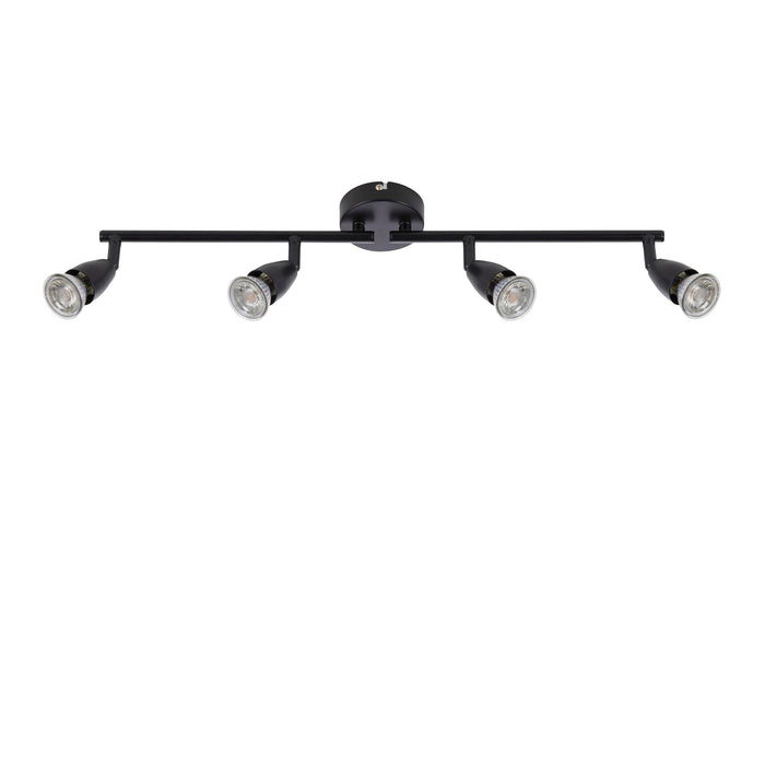 Saxby 101331 Amalfi 4lt bar spotlight black 35W Matt black paint 4 x 35W GU10 reflector (Required) - westbasedirect.com