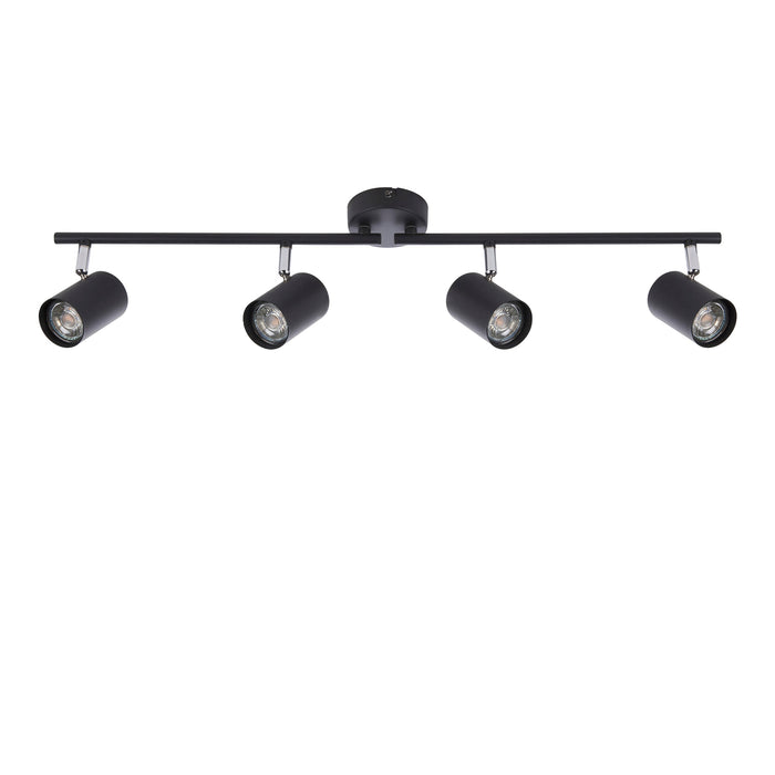 Saxby 101335 Arezzo 4lt bar spotlight black 7W Matt black paint 4 x 7W LED GU10 (Required) - westbasedirect.com