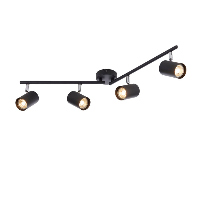 Saxby 101335 Arezzo 4lt bar spotlight black 7W Matt black paint 4 x 7W LED GU10 (Required) - westbasedirect.com