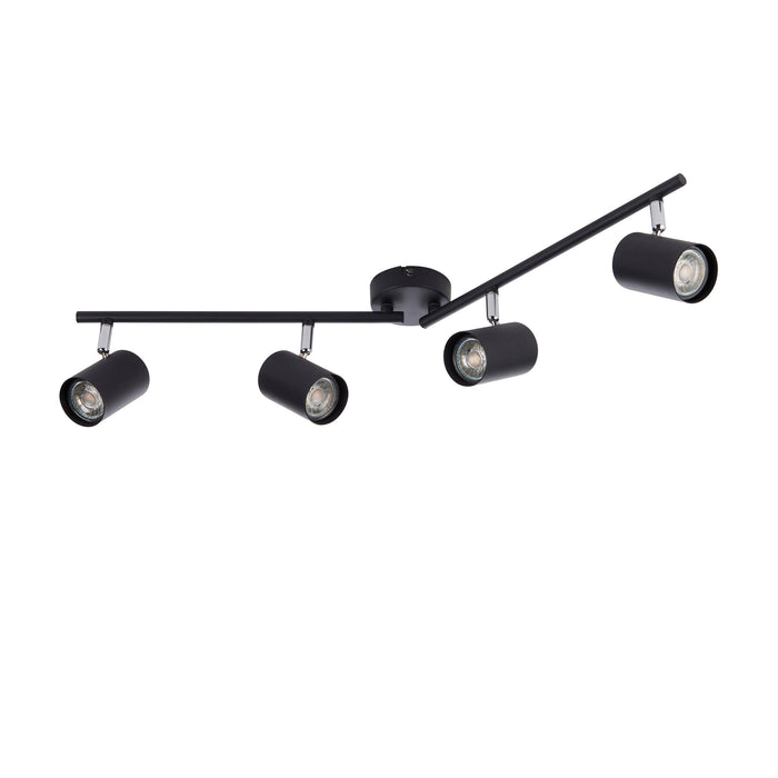 Saxby 101335 Arezzo 4lt bar spotlight black 7W Matt black paint 4 x 7W LED GU10 (Required) - westbasedirect.com
