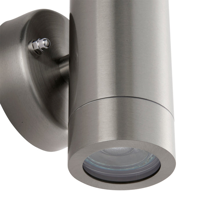 Saxby 101350 Palin  2lt wall marine grade IP65 7W Brushed stainless steel & clear glass 2 x 7W LED GU10 (Required) - westbasedirect.com