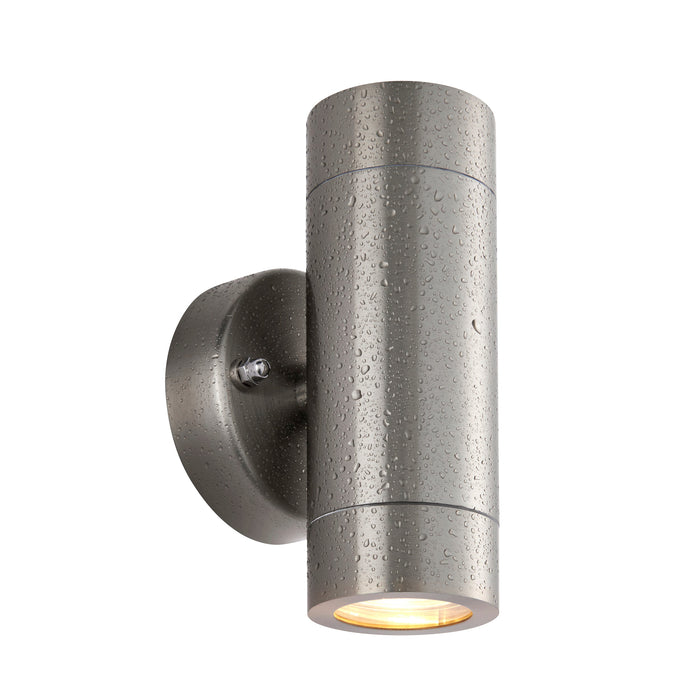 Saxby 101350 Palin  2lt wall marine grade IP65 7W Brushed stainless steel & clear glass 2 x 7W LED GU10 (Required) - westbasedirect.com