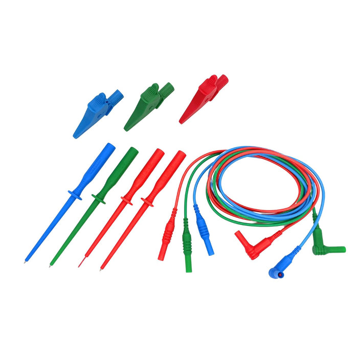 Megger 1014-291 3-Wire Unfused Test Lead Set, Red, Blue & Green with Probes & Crocodile Clips - westbasedirect.com