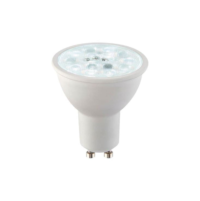 Saxby 110974 GU10 CCT 2700K/4000K/6500K LED SMD non-dimmable 60 degrees 7W Matt white plastic & clear prismatic pc - westbasedirect.com