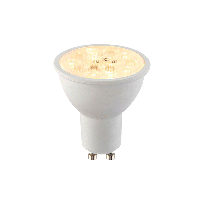 Saxby 110974 GU10 CCT 2700K/4000K/6500K LED SMD non-dimmable 60 degrees 7W Matt white plastic & clear prismatic pc - westbasedirect.com