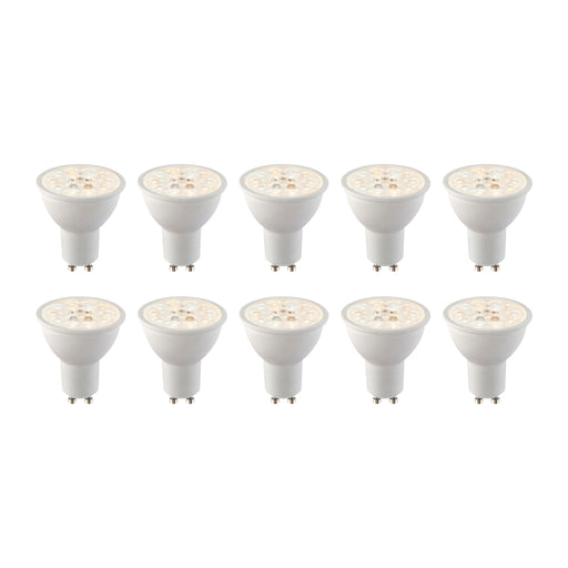 Saxby 113566 GU10 CCT 7W 10PACK 2700/4000/6500K / 600LM 7W Matt white plastic & clear prismatic pc 10 x 7W LED GU10 CCT - westbasedirect.com