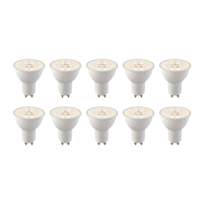 Saxby 113566 GU10 CCT 7W 10PACK 2700/4000/6500K / 600LM 7W Matt white plastic & clear prismatic pc 10 x 7W LED GU10 CCT - westbasedirect.com
