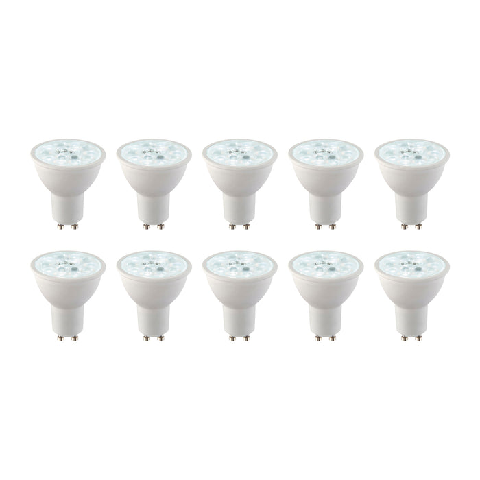 Saxby 113566 GU10 CCT 7W 10PACK 2700/4000/6500K / 600LM 7W Matt white plastic & clear prismatic pc 10 x 7W LED GU10 CCT - westbasedirect.com