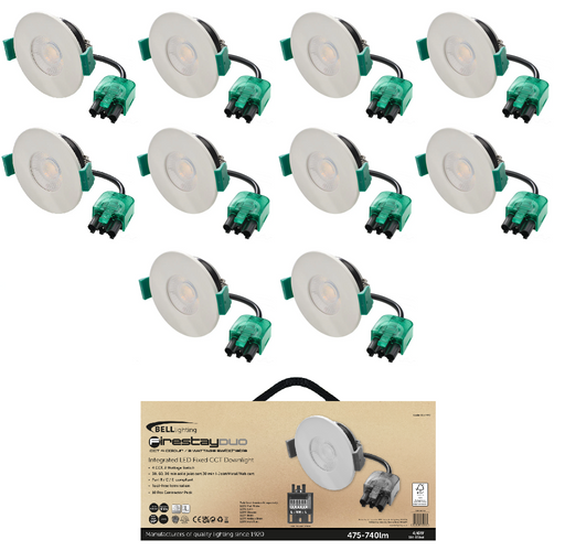 BELL 11377V2 4/6W Firestay Duo LED CCT Wattage Switchable Fixed Downlight - (11370V2) Contractor Pack (x10) - Includes White Bezel - westbasedirect.com