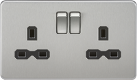 Knightsbridge SFR9000BCx5 Screwless 13A 2G DP Switched Socket - Brushed Chrome + Black Insert (5 Pack)