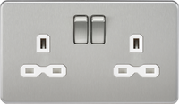 Knightsbridge SFR9000BCWx5 Screwless 13A 2G DP Switched Socket - Brushed Chrome + White Insert (5 Pack)