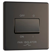 BG FBN15 Flatplate Screwless Fan Isolator Switch TP 10A - Black Nickel