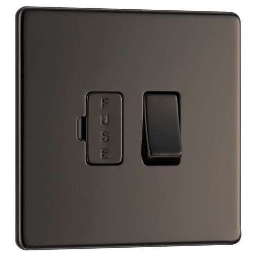 BG FBN50 Flatplate Screwless Switched Spur 13A - Black Nickel - westbasedirect.com