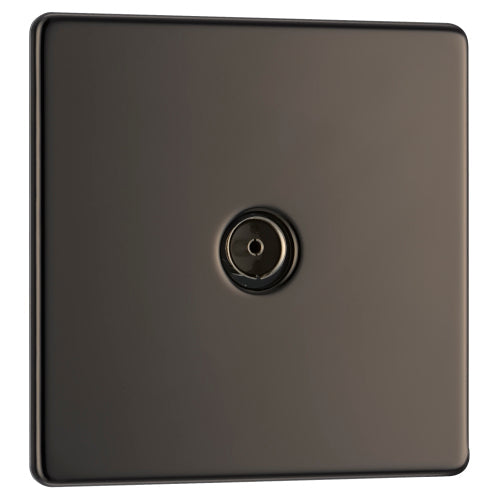 BG FBN60 Flatplate Screwless TV Aerial Socket - Black Nickel - westbasedirect.com