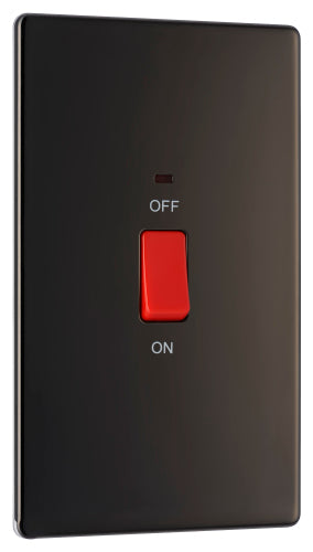 BG FBN72 Flatplate Screwless 45A DP Double Plate + Neon - Black Nickel - westbasedirect.com