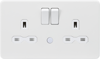 Knightsbridge SFR9NLMW Screwless 13A 2G DP Switched Socket with Night Light Function - Matt White
