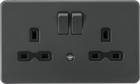 Knightsbridge SFR9NLAT Screwless 13A 2G DP Switched Socket with Night Light Function - Anthracite