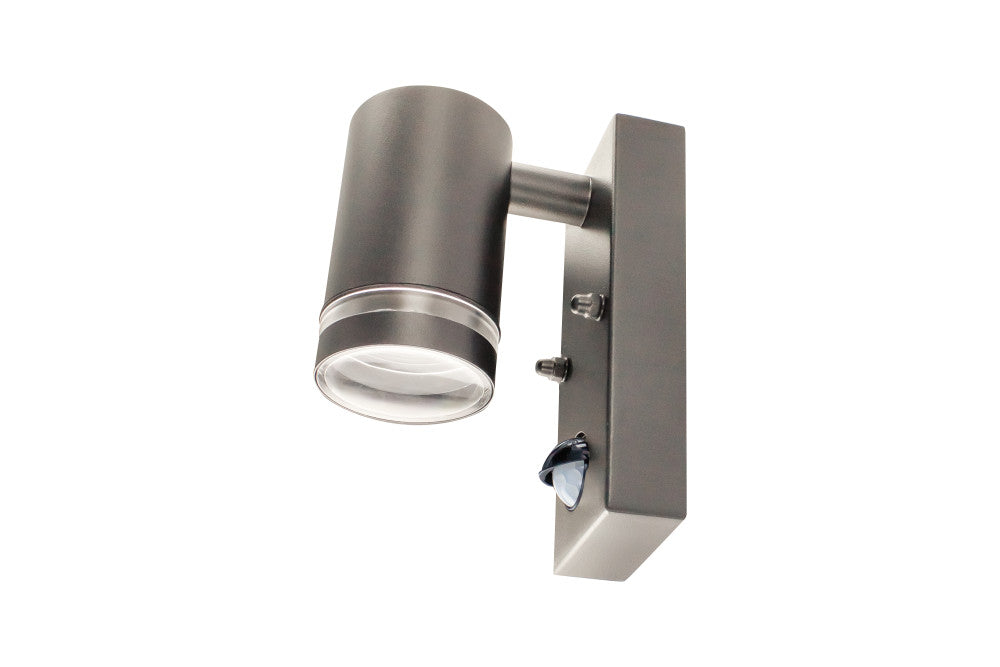 Integral ILDED061 Outdoor Stainless Steel Down GU10 IP54 Wall Light with PIR Anthracite Grey - westbasedirect.com