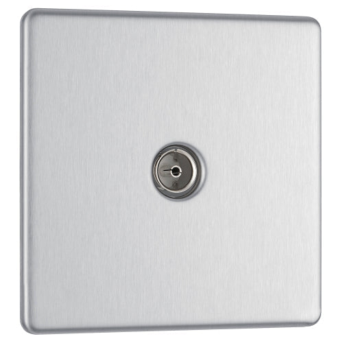 BG FBS60 Flatplate Screwless TV Aerial Socket - Brushed Steel - westbasedirect.com