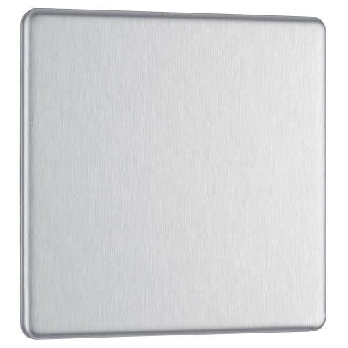 BG FBS94 Flatplate Screwless Single Blanking Plate - Brushed Steel - westbasedirect.com