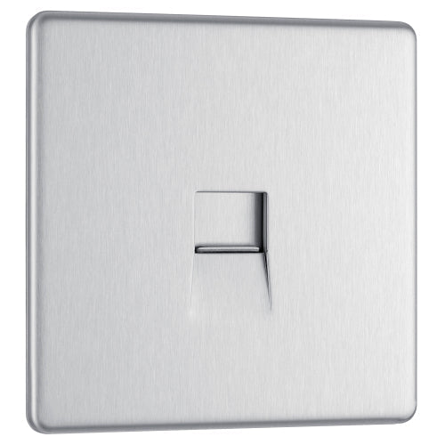 BG FBSBTM1 Flatplate Screwless Master Telephone Socket - Brushed Steel - westbasedirect.com