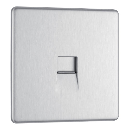 BG FBSRJ111 Flatplate Screwless RJ11 Single Data Outlet Socket - Brushed Steel - westbasedirect.com