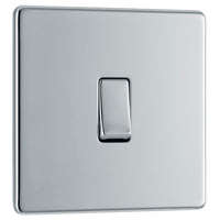 BG FPC13 Flatplate Screwless 20A 16AX Intermediate Light Switch - Polished Chrome