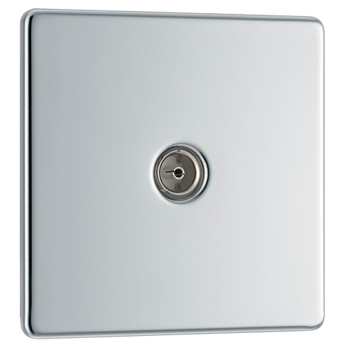 BG FPC60 Flatplate Screwless TV Aerial Socket - Polished Chrome - westbasedirect.com