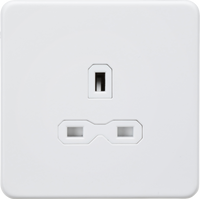 Knightsbridge SFR7000UMW Screwless 13A 1G Unwitched Socket - Matt White + White Insert