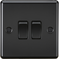 Knightsbridge CL3MBB Rounded Edge 10AX 2G 2-Way Plate Switch - Matt Black