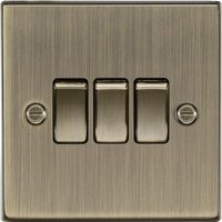 Knightsbridge CS4AB Square Edge 10AX 3G 2 Way Plate Switch - Antique Brass
