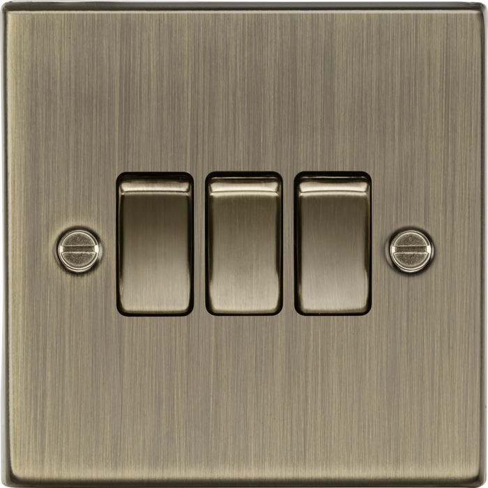 Knightsbridge CS4AB Square Edge 10AX 3G 2 Way Plate Switch - Antique Brass - westbasedirect.com