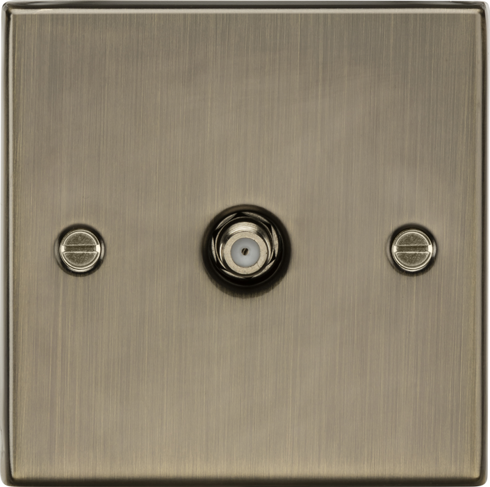Knightsbridge CS015AB Square Edge SAT TV Outlet - Antique Brass - westbasedirect.com