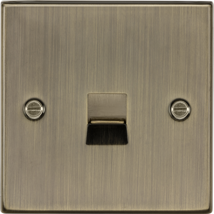 Knightsbridge CS74AB Square Edge Telephone Extension Outlet - Antique Brass - westbasedirect.com