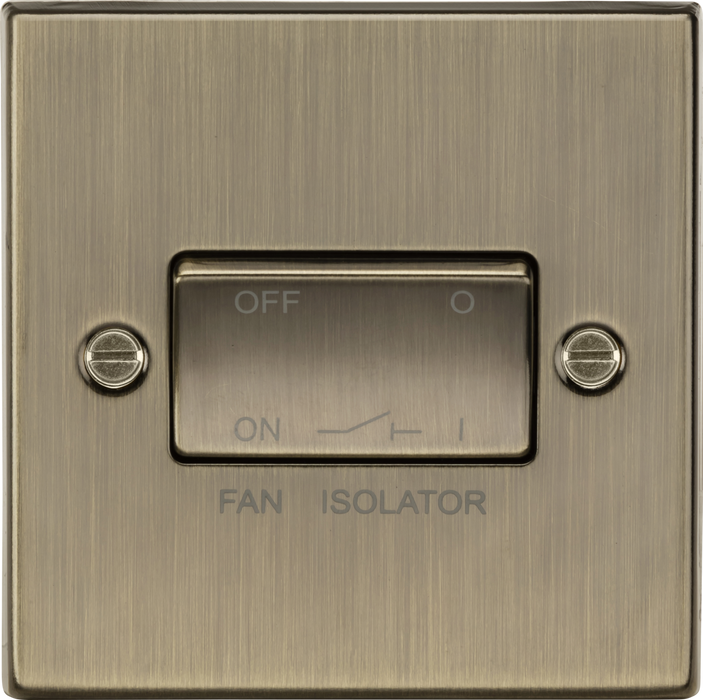 Knightsbridge CS11AB Square Edge 10AX 3 Pole Fan Isolator Switch - Antique Brass - westbasedirect.com