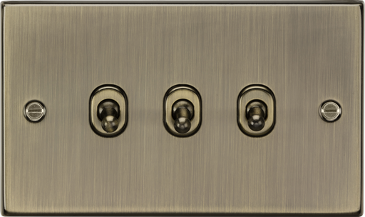 Knightsbridge CSTOG3AB Square Edge 10AX 3G 2-Way Toggle Switch - Antique Brass - westbasedirect.com