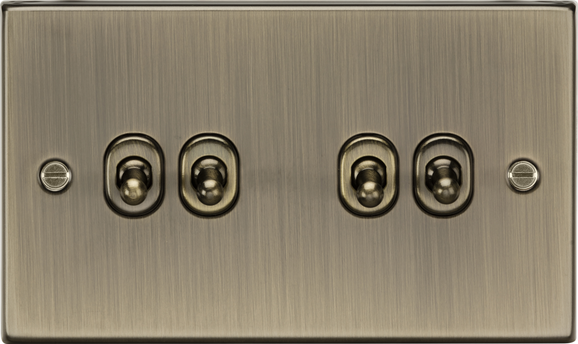 Knightsbridge CSTOG4AB Square Edge 10AX 4G 2-Way Toggle Switch - Antique Brass - westbasedirect.com