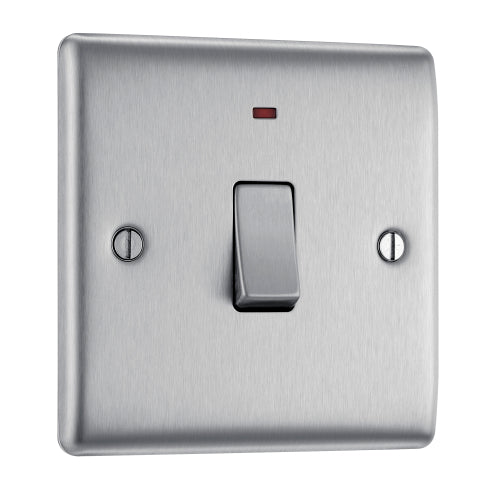BG NBS31 Nexus Metal 20A DP Switch + Neon - Brushed Steel - westbasedirect.com