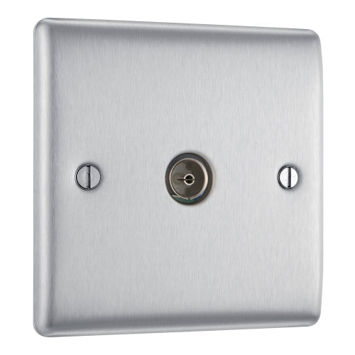 BG NBS60 Nexus Metal TV Aerial Socket - Brushed Steel - westbasedirect.com