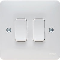 Hager WMPS22 Sollysta White Moulded 10AX 2 Gang 2 Way Wall Switch